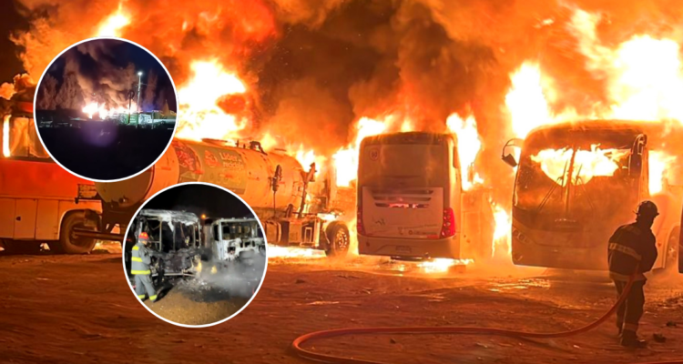 Bomberos apunta a intencionalidad de incendio que consumió 5 buses escolares y 2 camiones en El Monte