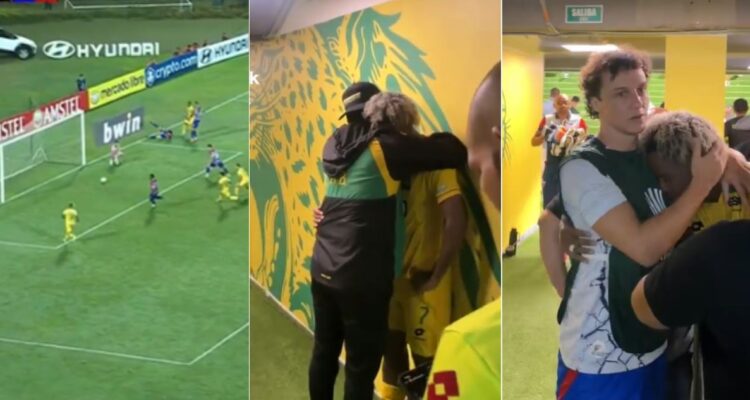 La increíble falla de delantero de Bucaramanga ante Fortaleza en Copa Libertadores: acabó l lorando y David Luiz lo consoló