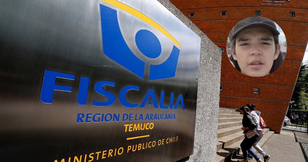 Imagen del joven Gastón Ortega Chacón y del logo de la Fiscalía