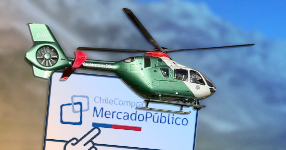 Un helicóptero de Carabineros sobrevolando