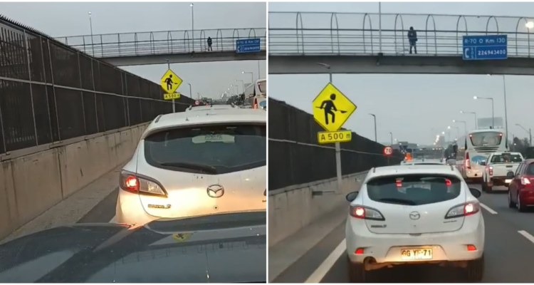 Denuncian a hombre que orina a vehículos desde pasarela peatonal