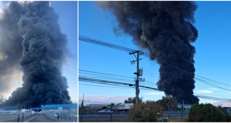 Gigantesco incendio afecta a una empresa en Paine