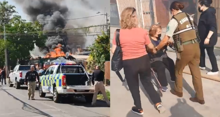 Incendio originado en local comercial de Macul deja al menos tres viviendas consumidas