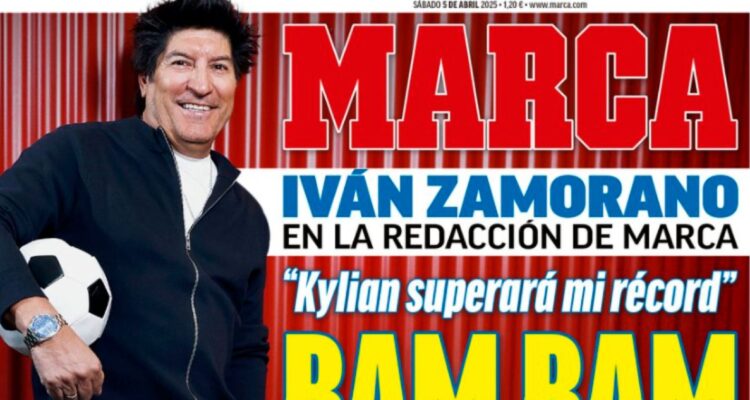 Iván Zamorano, Bam Bam, y otra portada en España: esta vez Diario Marca por su récord con Real Madrid que podría superar Kylian Mbappé