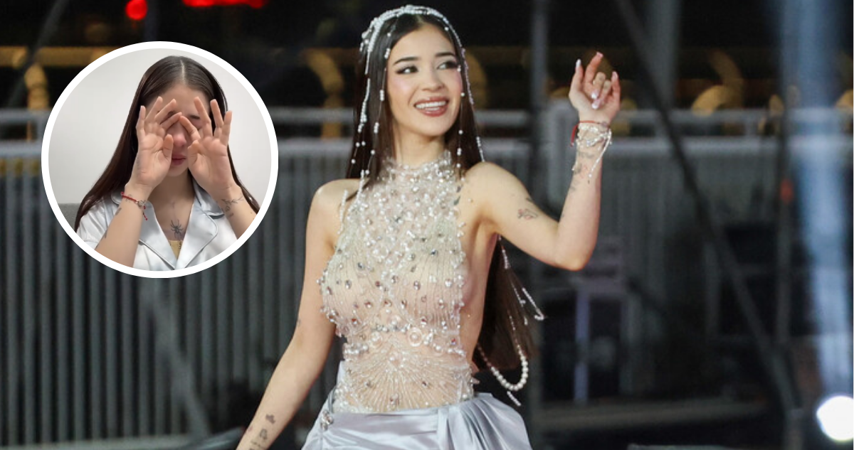 Cantante urbana Katteyes en la Gala del Festival de Viña 2025 y en miniatura la artista relatando problema con sus implantes mamarios