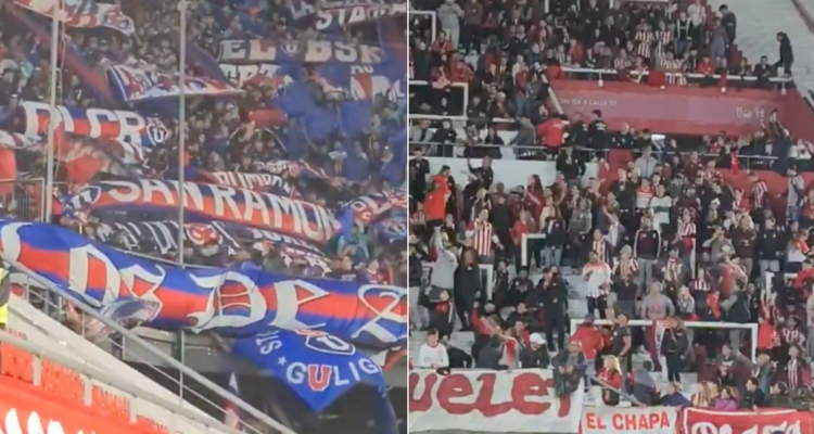 La burla de la hinchada de Estudiantes a hinchas de La U en Argentina.