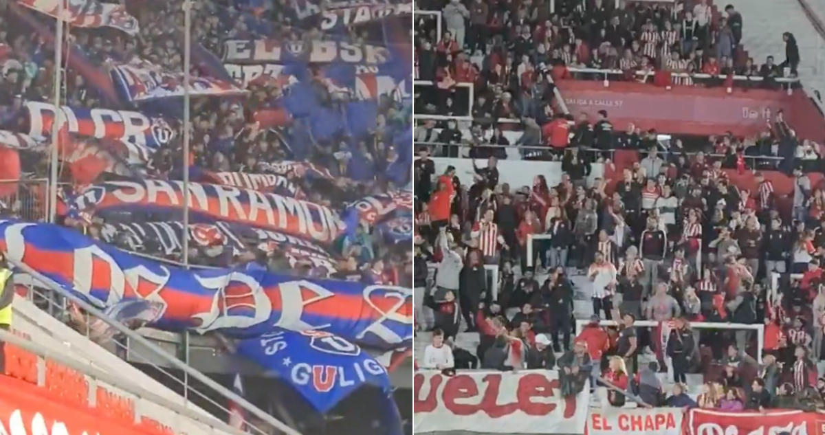 La burla de la hinchada de Estudiantes a hinchas de La U en Argentina.