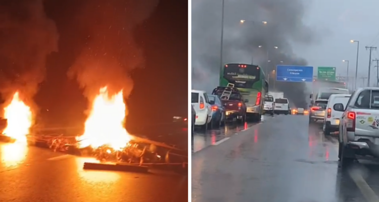 Barricadas en la Ruta 160 a la altura de Curanilahue