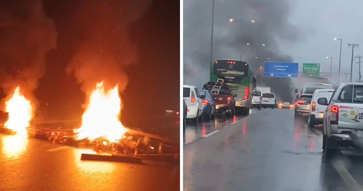 Barricadas en la Ruta 160 a la altura de Curanilahue