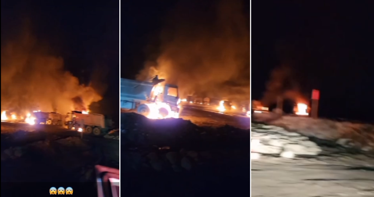 Encapuchados armados ingresan a Central Rucalhue en Santa Bárbara y queman más de 20 camiones