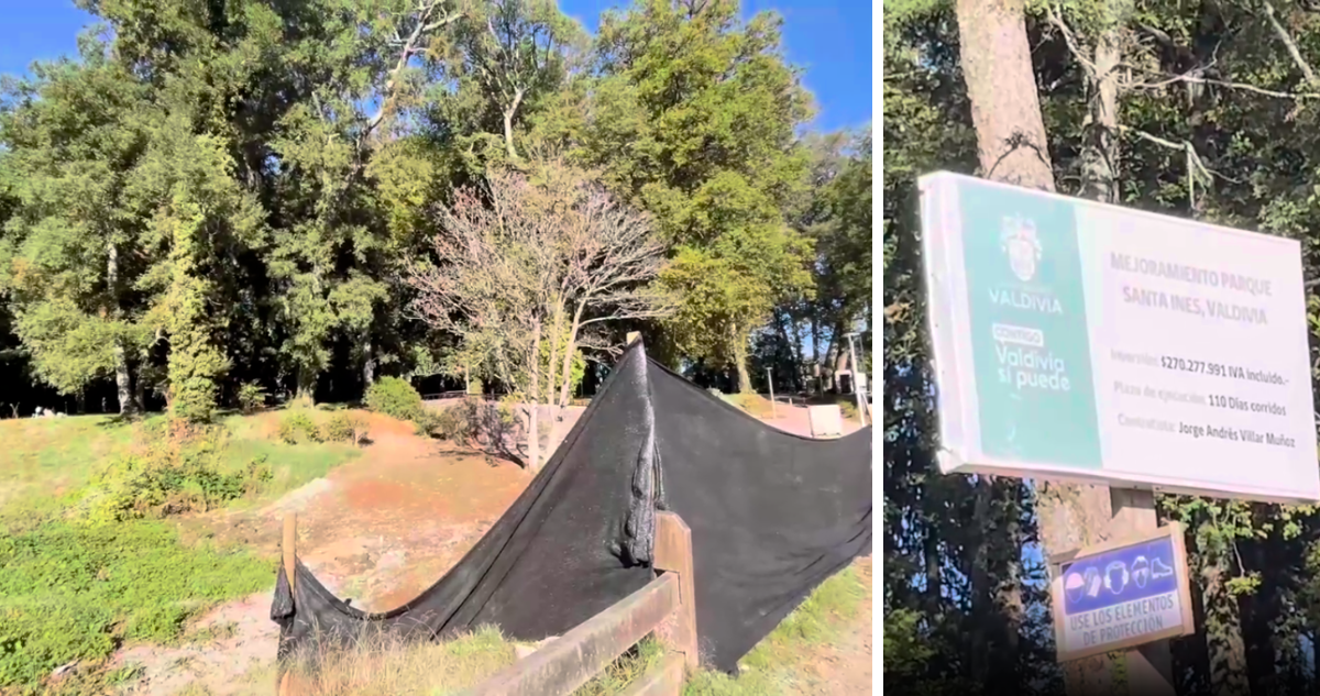 Obras de mejoramiento del Parque Santa Inés en Valdivia