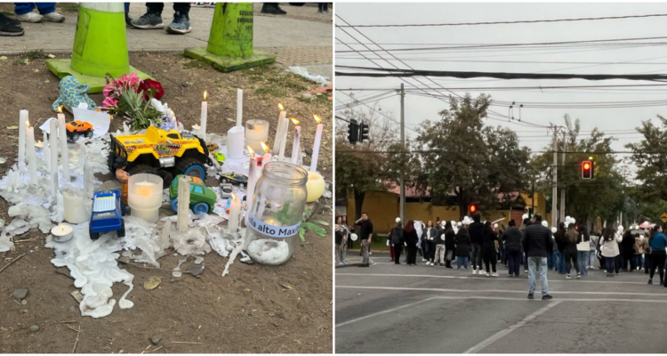 “Vuela alto Maxito”: realizan velatón y protesta por niño de 4 años que murió atropellado en La Reina