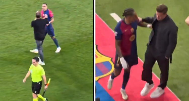 Raphinha vive descontrol en LaLiga: peleó con árbitros y compañeros en empate entre Barcelona y Betis