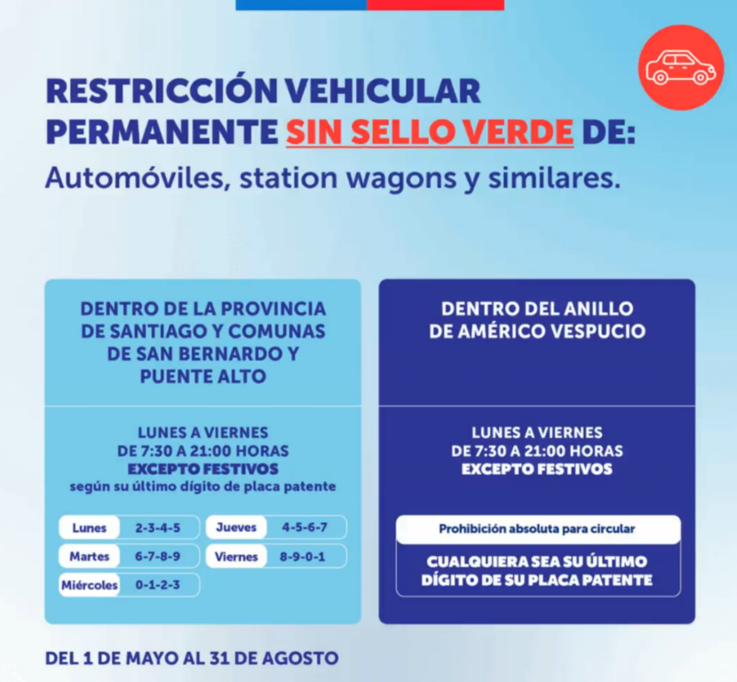 Restricción vehicular en Santiago: revelan calendario para este 2025