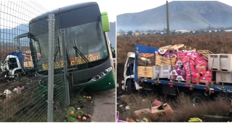 Cierran parcialmente la Ruta 68 por accidente entre bus y camión: hay un herido en riesgo vital