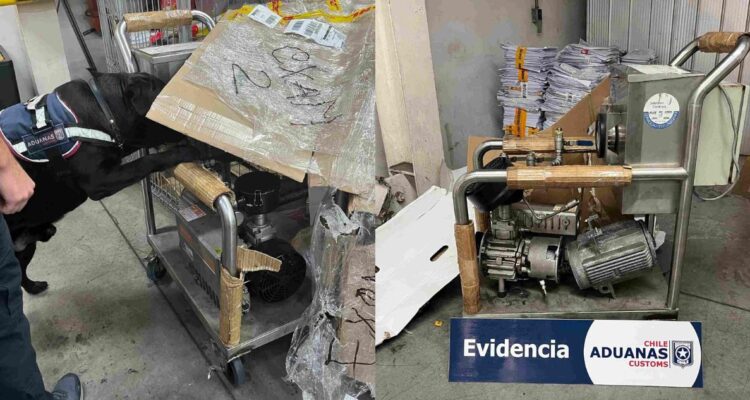 Descubren máquina que ocultaba 10 kilos de éxtasis en el Aeropuerto: receptor quedó detenido