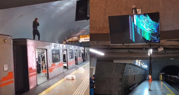 Alerta en el Metro: dos ambulantes detenidos tras subirse al techo de un tren de la Línea 2