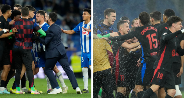 Amago de pelea y aspersores de agua prendidos: Espayol evitó vuelta en la cara del campeón Barcelona