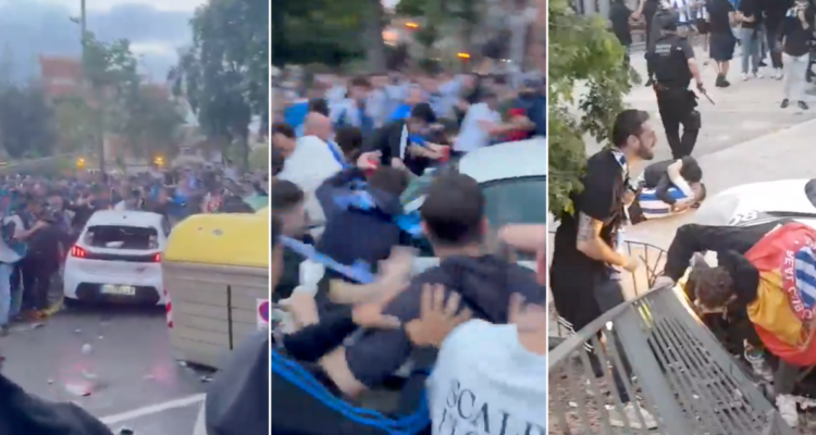 Conductora perdió control de su auto y arrolló a hinchas en duelo de Barcelona-Espanyol.