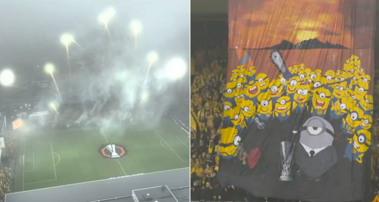 Con pirotecnia, minios y al ritmo de AC/DC: el intenso recibimiento del Bodo/Glimt al Tottenham.