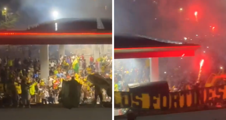 Arriesgado banderazo en Colombia: hinchas de Bucaramanga lanzaron artificios junto a bencinera