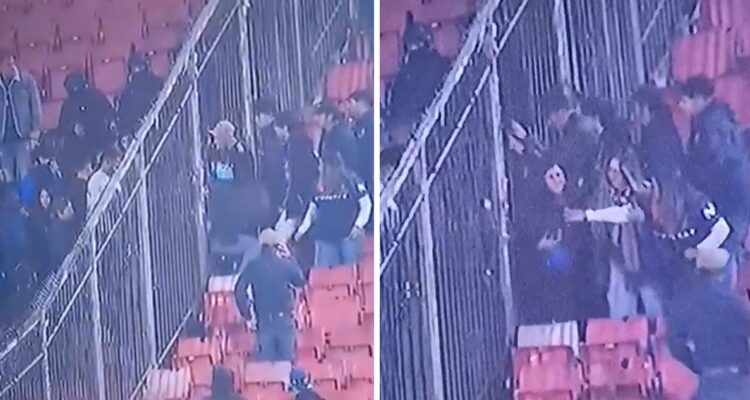 Hinchas de La U forzaron rejas en el Nacional.