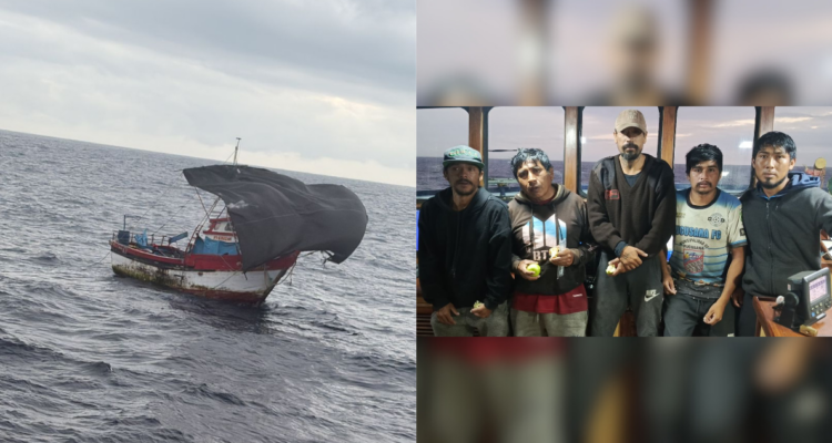 Cinco pescadores peruanos estuvieron a la deriva más de 50 días y fueron encontrados al sur de Ecuador
