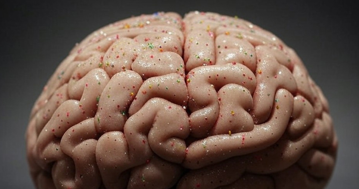 Imagen de un cerebro con microplásticos