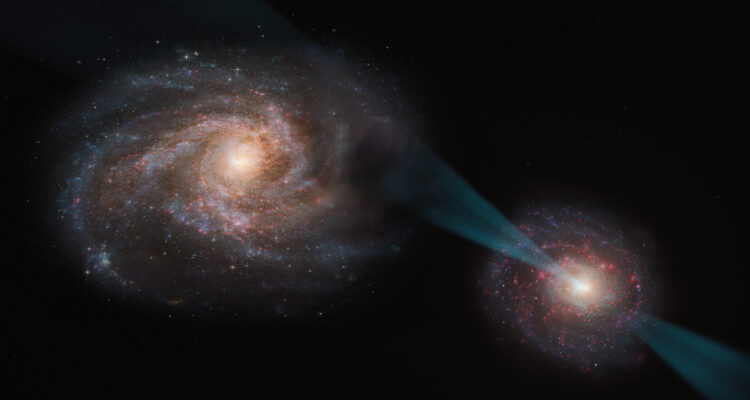 Representación artística del choque de galaxias