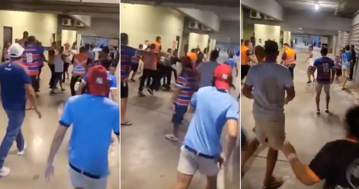 Hinchas de Fortaleza sacan a los golpes a fanáticos de Colo Colo en Brasil.