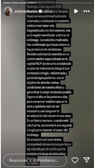 Comunicado familia de Teresita Reyes