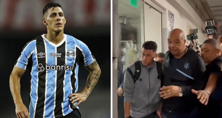 Cristian Pavón escupió por error a un policía y fue retenido.