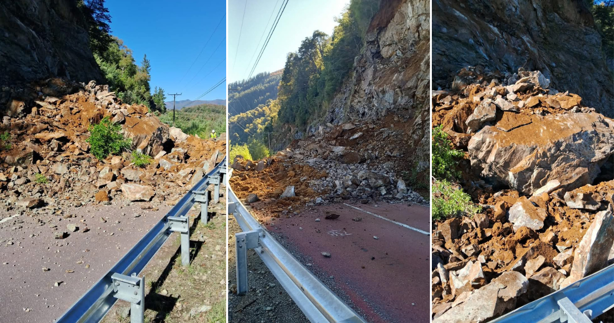 Desprendimiento de rocas camino a Alto Bío Bío obliga a suspender el tránsito en la ruta