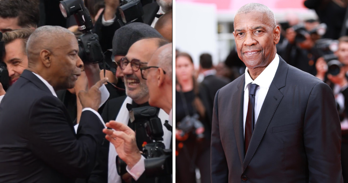 Denzel Washington con fotógrafo en el Festival de Cannes