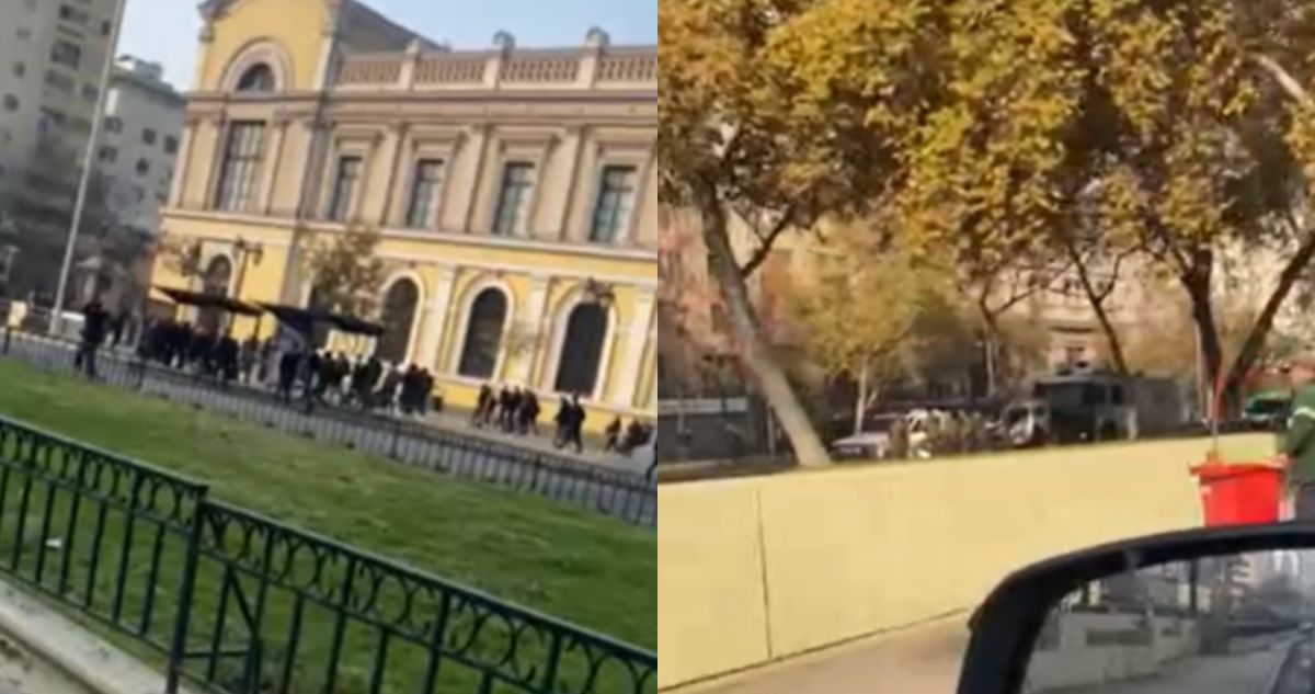 Encapuchados protagonizan desórdenes con molotov afuera del Instituto Nacional