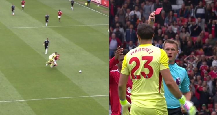 Dibu Martínez complica al Aston Villa con inútil expulsión ante Manchester United.