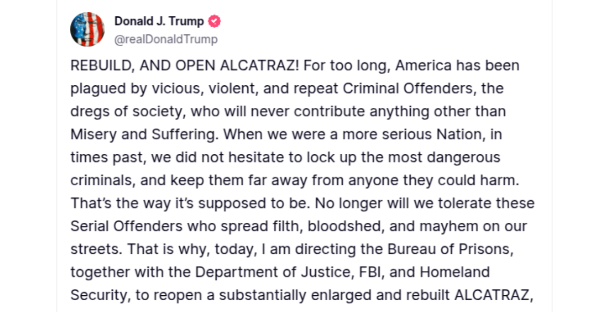 Donald Trump sobre Alcatraz