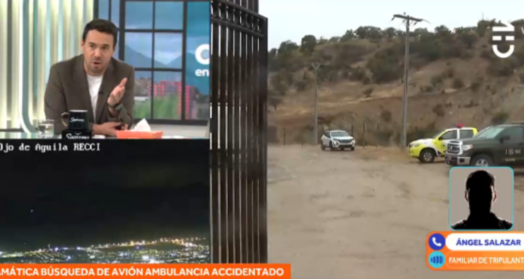 Captura de Eduardo de la Iglesia en CHV emplazando a la Fach por búsqueda de avioneta ambulancia