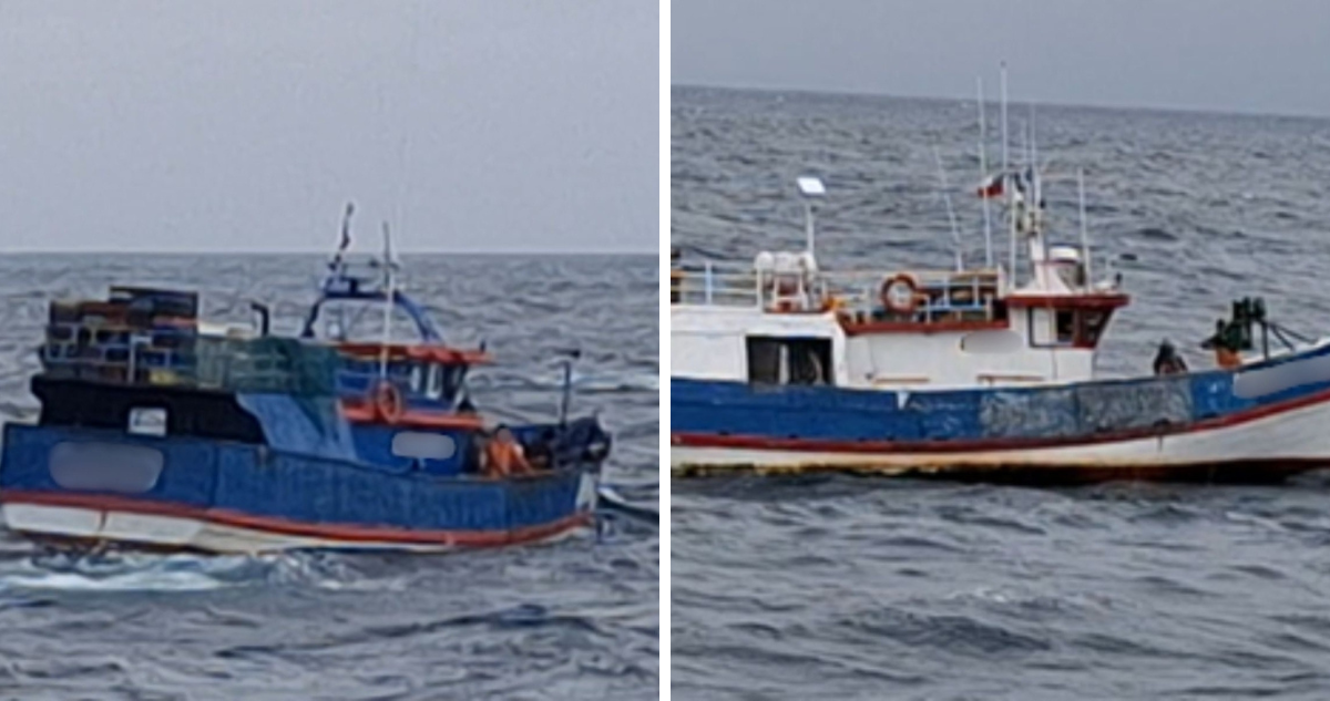 Embarcaciones en medio de faenas ilegales de pesca en la costa de Los Ríos