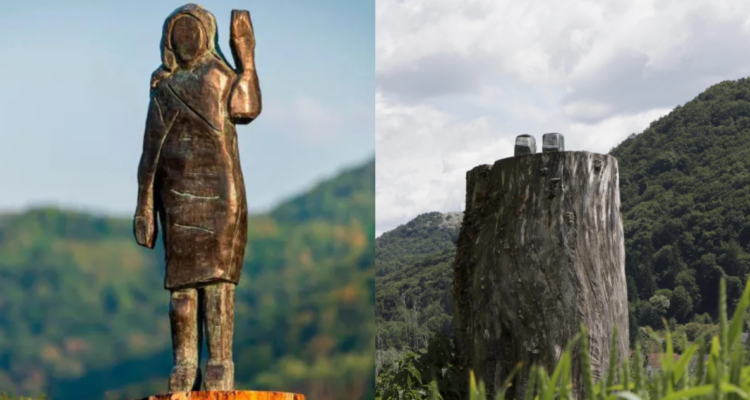 Roban estatua de bronce de Melania Trump de su ciudad natal: una versión anterior fue quemada en 2020