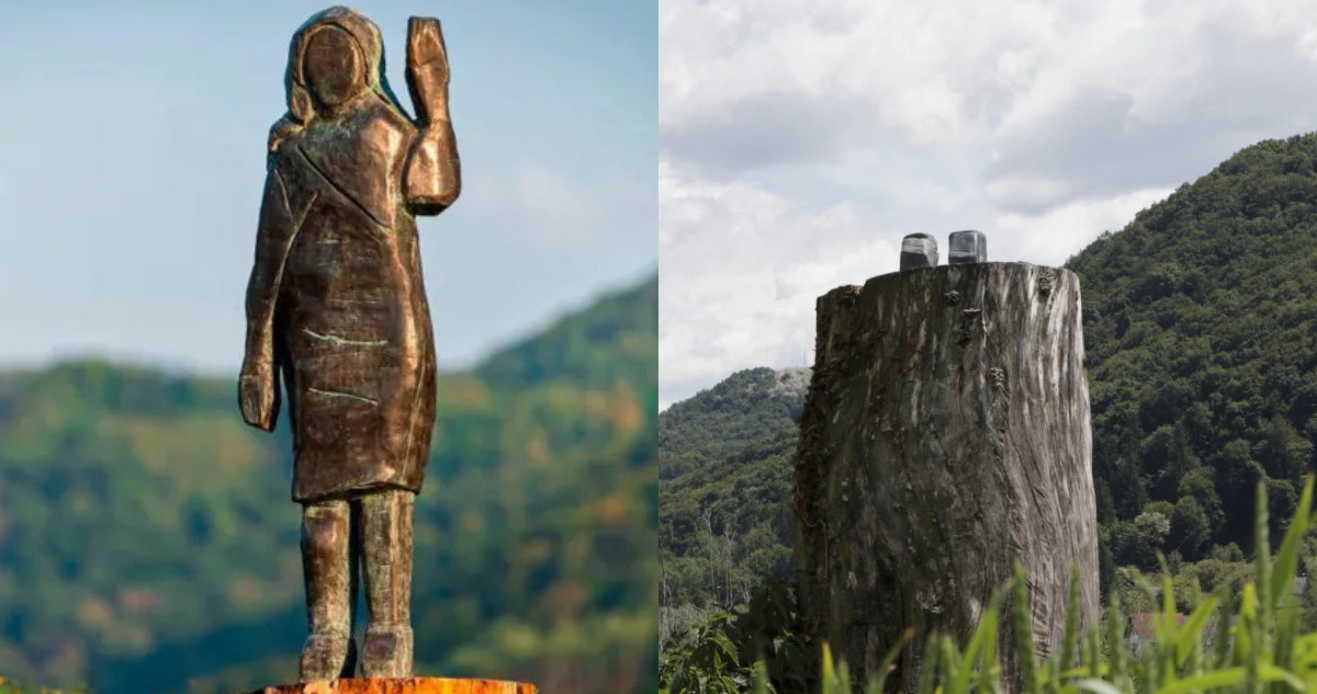Roban estatua de bronce de Melania Trump de su ciudad natal: una versión anterior fue quemada en 2020