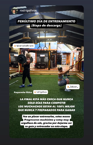 Captura de Instagram Stories de entrenador de Faloon Larraguibel
