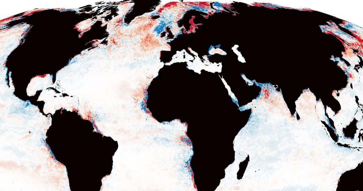 Mapa que muestra cómo el océano se está oscureciendo