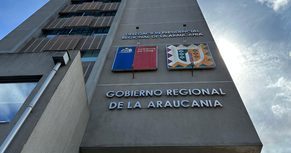 Frontis del GORE Araucanía luego que la justicia dejara sin efecto el sobreseimiento definitivo de cuatro funcionarios y exfuncionarios por el caso Convenios