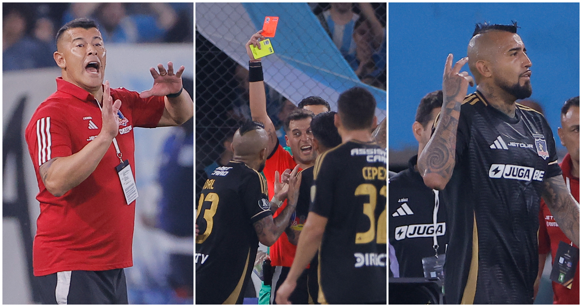 Jorge Almirón y Arturo Vidal en el duelo de Racing ante Colo Colo por Copa Libertadores 2025