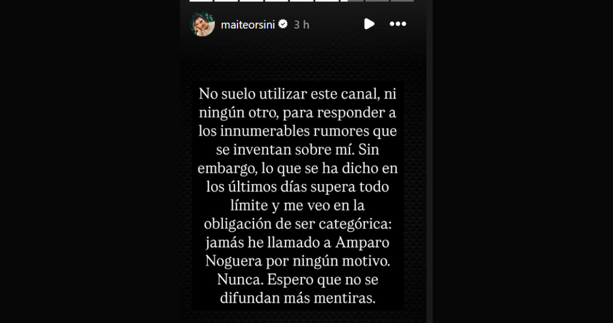Declaración de Maite Orsini