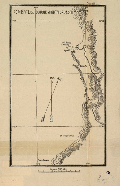 Combate de Iquique y Punta Gruesa [material cartográfico].