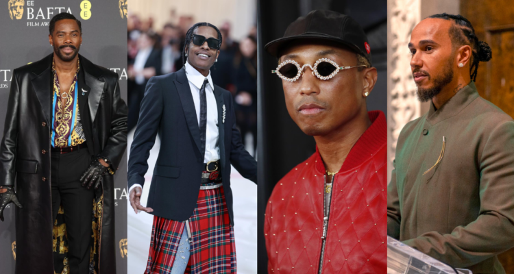 Colman Domingo, Asap Rocky, Pharrell Williams y Lewis Hamilton en referencia a temática de la Met Gala 2025