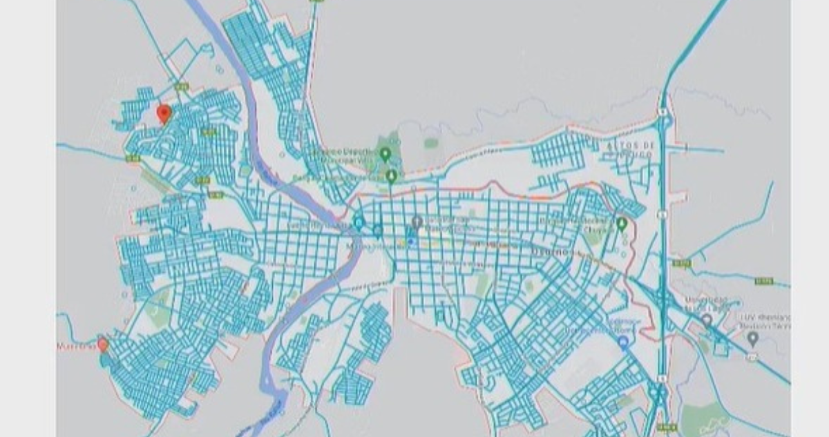 Mapa de las calles de Osorno