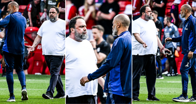 Polémico presidente del Nottingham Forest bajó al césped y discutió con su DT por los cambios.